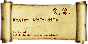 Kogler Mátyás névjegykártya